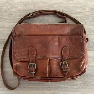 Il Bisonte used brown leather cross body bag